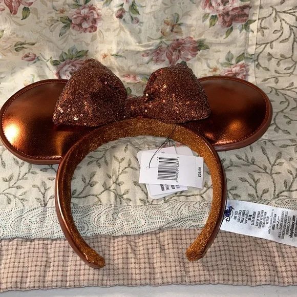 DISNEY PARKS EXCLUSIVE—Bronze metallic leatherette ears headband w sequins